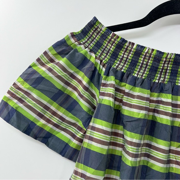 J. Crew Collection 100% silk off the shoulder dress emerald plaid size 6 - Picture 4 of 7